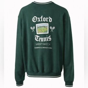 Oxford Tennis Varsity Crewneck Sweater - Dark Green